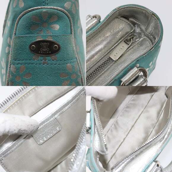 CELINE Hand Bag Suede Light Blue Silver - Picture 11 of 12